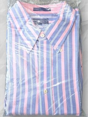 J. McLaughlin Men's XL Striped Professiona Button-Up Shirt Blue, White, & Pink